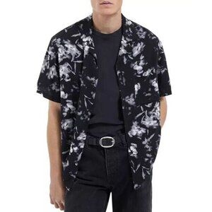 NWOT The Kooples Men Ghost Flower Short Sleeve Soft Shirt Size S